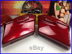14-19 OEM Harley Touring Saddlebags Hardware & Lids Complete Velocity Red Sunglo