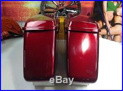 14-19 OEM Harley Touring Saddlebags Hardware & Lids Complete Velocity Red Sunglo