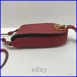 $1875 Valentino Vring Crossbody Saddle Bag Purse Fold Over Red Leather U Shape