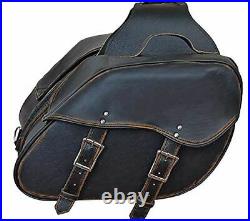 2 Pc Blk Antiqe Leather Throw over Motorcycle Saddlebag with quick release