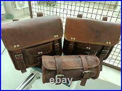 3 Bags For Sportster Goat Leather Motorcycle Complete Combo 3 Saddlebag Luggage