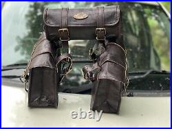3 Pcs Leather Motorcycle Saddle Bags Complete Set Luggage Bags For Sportster