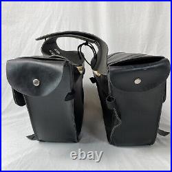 90's Willie & Max Black Throw Over Adjustable Saddlebags 13x12x5.5 Made In USA