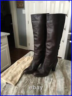 AUTHENTIC MICHAEL KORS (BOUGHT ON RODEO DR) DARK SADDLE BROWN BOOTS withBAG 8.5M