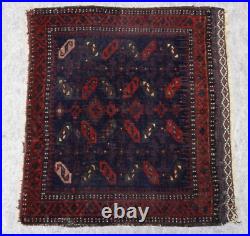 Antique Blue Baluchh Bag-Face Hand Knotted Wool Tribal Rug 21 x 20 inch