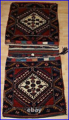 Antique Complete Luri Khorjin Saddle Bags with Plain Weave Back, Circa 1900/20
