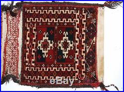 Antique Complete Pair Of Very Small Tekke Turkmen Khorjin (saddle Bags), C 1900