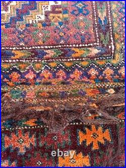 Antique Hand Knotted Afghani Wool Collectible Complete Saddle bag Khorjin