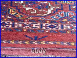 Antique Turkmen Yomud Torba Saddle Bag face Hand Knotted Wool Rug 2'8 x 3'7