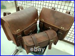 Bags Complete Set Luggage Bags For Sportster 3 Pcs Leather Motorcycle Saddle