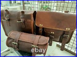 Bags Complete Set Luggage Bags For Sportster 3 Pcs Leather Motorcycle Saddle