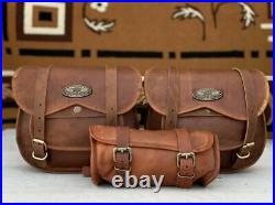 Bags Luggage 3 Bags For Sportster New Complete Kit Leather Motorcycle Saddle 3