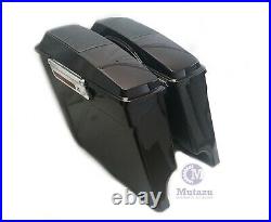 Black Cherry 4 Stretched Extended Saddlebags with 6x9 speaker lids for HD Touring