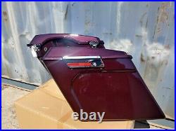 Black Cherry 4 Stretched Extended Saddlebags with Dual 6x9 Speaker Lids for HD