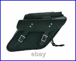 Black Gen Leather Motorcycle Saddlebags for Harley Davidson Dyna-Throw Over Bags