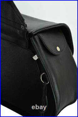 Black Leather Concealed Carry Saddlebag With Flame-Universal Fit-Throw Over Bags