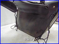 Black Leather Slant Throw Over Saddle Bags With Eagle Emblem L 13 x W 7 x D 10