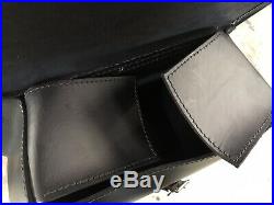 Black Leather Slanted Throw Over Saddle Bags With Chrome Accessories Motorcycle