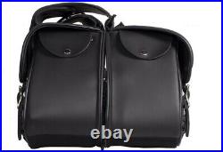 Black Motorcycle Saddlebag with Flame Pattern-Throw Over Bags-Universal Fit