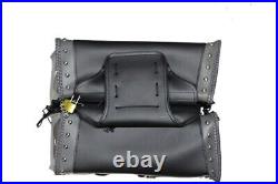 Black Motorcycle Saddlebags-With Studs Universal Fit-Throw Over Bags