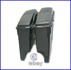 Black Pearl Extended Stretched Saddlebags with 6x9 speaker lids for HD Touring