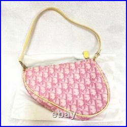 CHRISTIAN DIOR Pink Trotter Saddle Shoulder Bag PVC Patent Leather