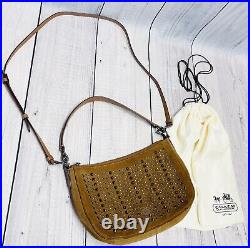 COACH All Over Studs and Grommets Chelsea Suede Crossbody 37583 Purse & Dust Bag