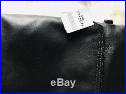 COACH Black Saddle Leather Fold Over Travel Tote, F50712, NWT