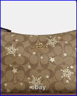 COACH Clara Shoulder Bag Signature Canvas Star Snowflake Print CN688 NWT $350