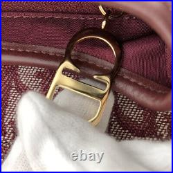 Christian Dior Saddle Bag Trotter Logo Canvas Shoulder All Over Pattern Red Gold