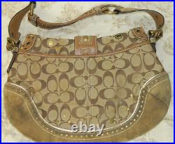 Coach Purse Vintage Signature Logo Brown Suede Studded Limited Edition Handbag