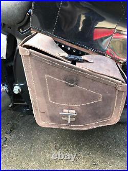 Complete Set Swing Bag + Tool Roller Odin Braun Brown Saddlebag Leather