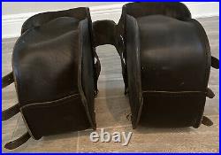 Distressed 2pcs Black Leather Saddlebags Throw Over Bags-Universal Fit