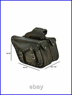Distressed Brown Leather Conceal Carry Saddlebags-Throw Over Bags-Universal Fit