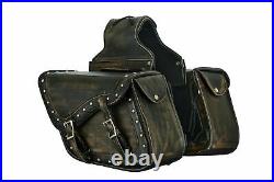 Distressed Brown Leather Conceal Carry Saddlebags-Throw Over Bags-Universal Fit