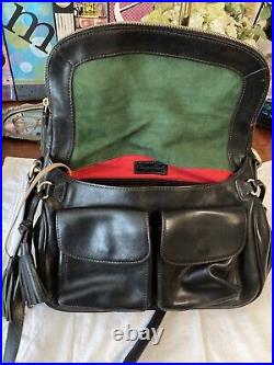 Dooney Bourke BLACK Florentine Vachetta Leather Saddle Messenger Shoulder Bag