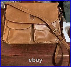 Dooney Bourke Brown Florentine Vacchetta Leather Saddle Messenger Shoulder Bag