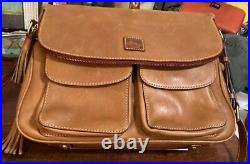 Dooney Bourke Brown Florentine Vacchetta Leather Saddle Messenger Shoulder Bag