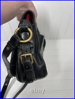 Dooney & Bourke Florentine Leather Full Flap Saddle Crossbody Bag Black