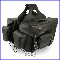 Double Front Pocket PVC Throw Over Saddle Bag with Reflective Piping (12x9x6)