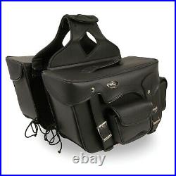 Double Front Pocket PVC Throw Over Saddle Bag with Reflective Piping (12x9x6)