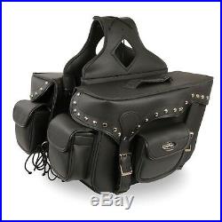 Double Front Pocket Studded Throw Over Saddle Bag with Reflective Piping SH666.01