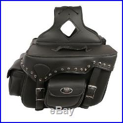 Double Front Pocket Studded Throw Over Saddle Bag with Reflective Piping SH666.01