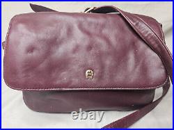 Etienne Aigner Vintage Handbag Burgundy Red Flap Over Saddle Bag Purse Organizer