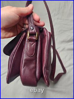 Etienne Aigner Vintage Handbag Burgundy Red Flap Over Saddle Bag Purse Organizer