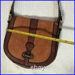 FOSSIL Brown Leather Saddle Bag Fold Over Flap Crossbody Bag ZB5187 EUC