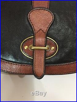 FOSSIL Leather VRI Vintage Reissue Flap Over Crossbody Saddle Bag Purse 2 tone
