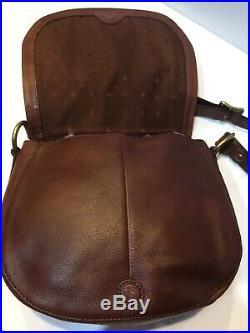 FOSSIL Leather VRI Vintage Reissue Flap Over Crossbody Saddle Bag Purse Brown