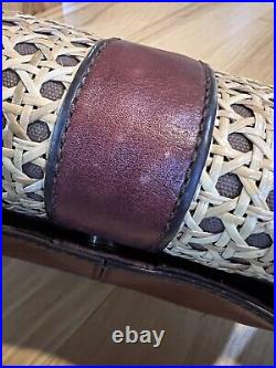 FOSSIL VRI Vtg Reissue Silhouettes Woven Wic Leather Crossbody Saddle Bag Purse