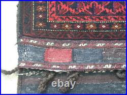 Fine Vintage Baluchi Complete Double Cargo Saddle Bag Pile Brocade Kilim 21x58